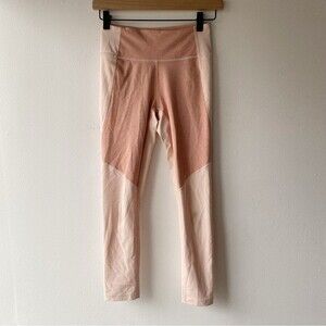 outdoor voices pink color block high rise leggings